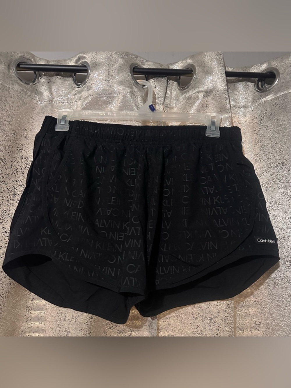 Calvin Klein Black Logo-Pattern Athletic Shorts